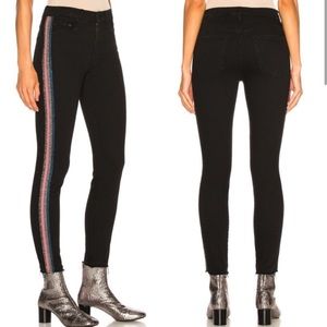 Mother “high waisted looker” Frayed Ankle Jeans